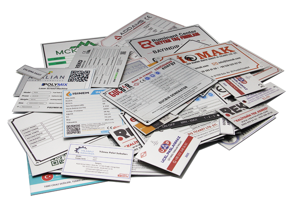 Metal Etiket - Aluminyum Metal Etiket - Yapışkanlı Metal Etiket